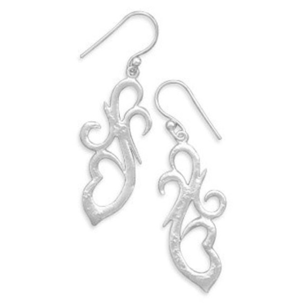 Sterling Silver Textured French Wire Earrings